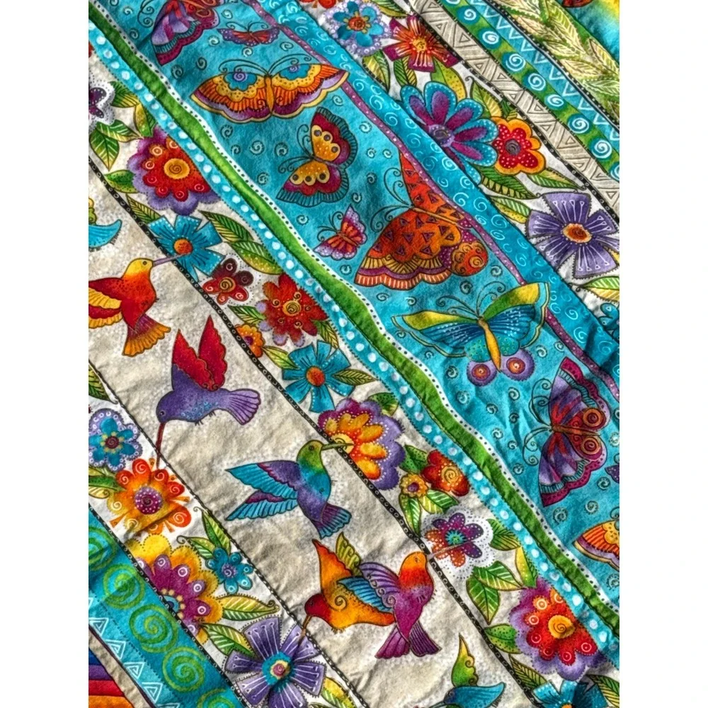 Project Linus Sparkle Handmade Quilt Hummingbird Butterfly Floral Rainbow 67x36